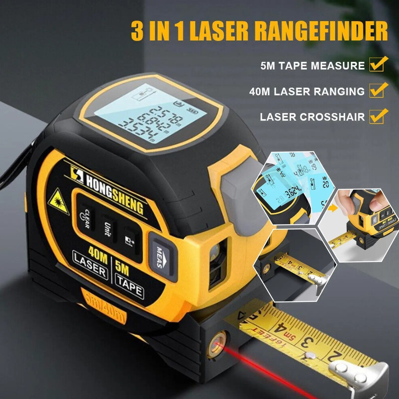 Smart Home Real Estate - 3in1 Laser Distance Meter Tape Measure