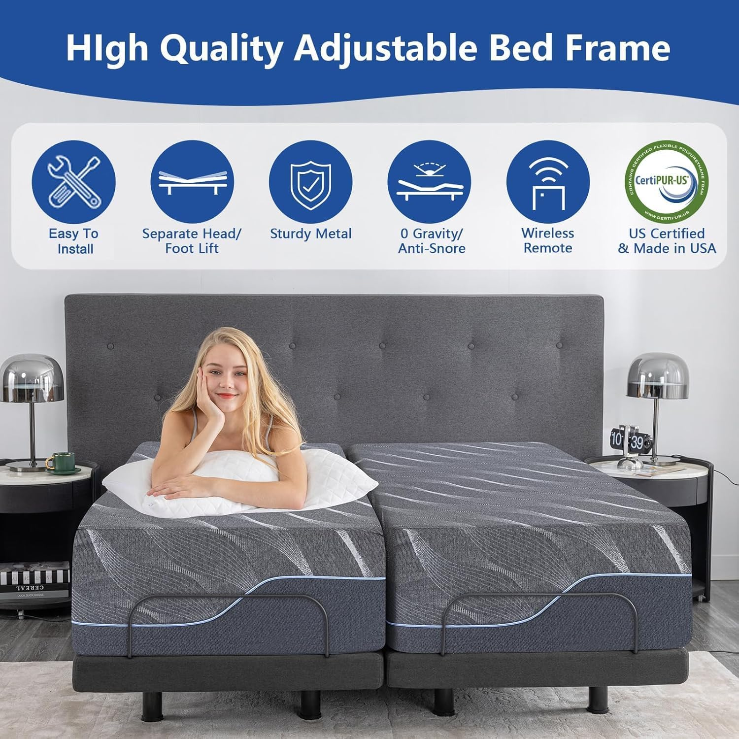 Twin XL Adjustable Bed Frame w – Smart Home Xl Bewertung und Preis