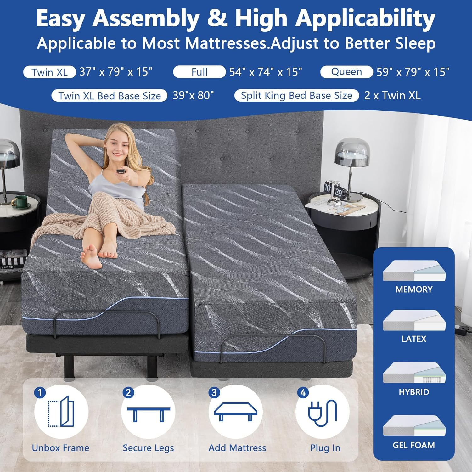 Twin XL Adjustable Bed Frame w – Smart Home Xl Bewertung und Preis
